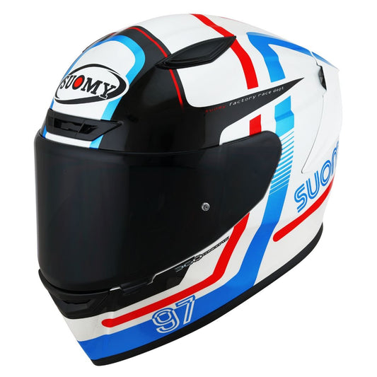 Capacete Suomy Track-1 Ninety Seven Branco e Vermelho