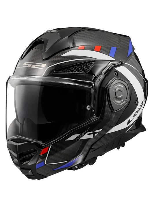 Capacete Ls2 Advant X Ff901 Carbon Future Branco Azul e Vermelho