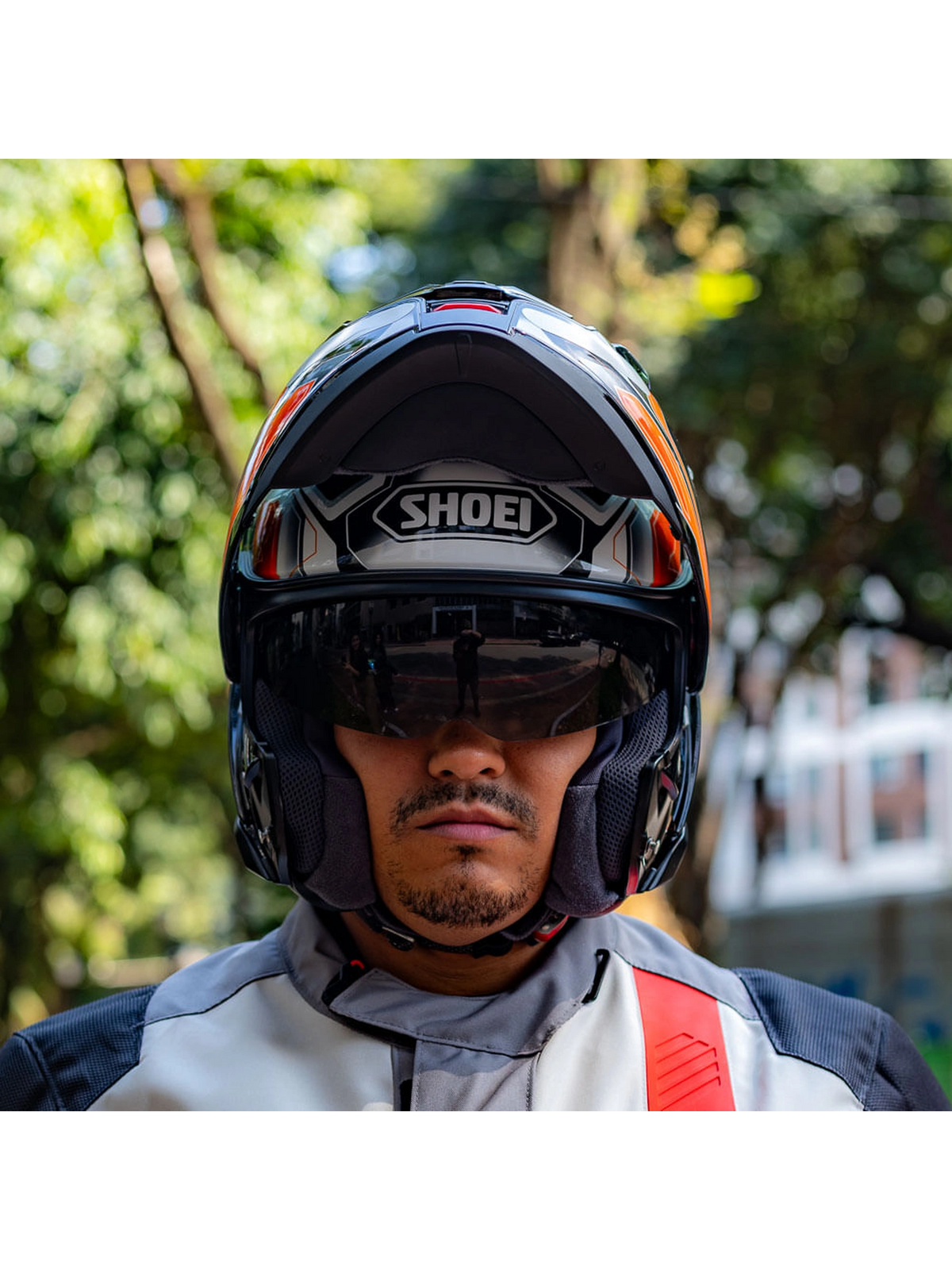 Capacete Shoei Neotec 3 Anthem TC-8 Preto/Cinza/Laranja