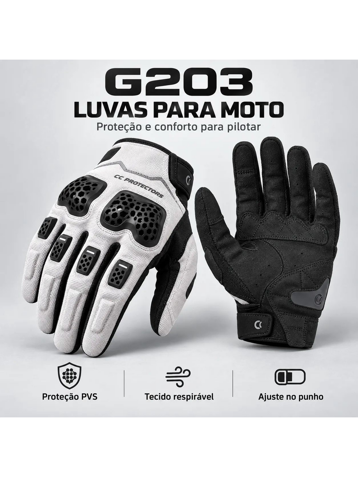 Luva Cc Protectors Preta (G203-B/W)