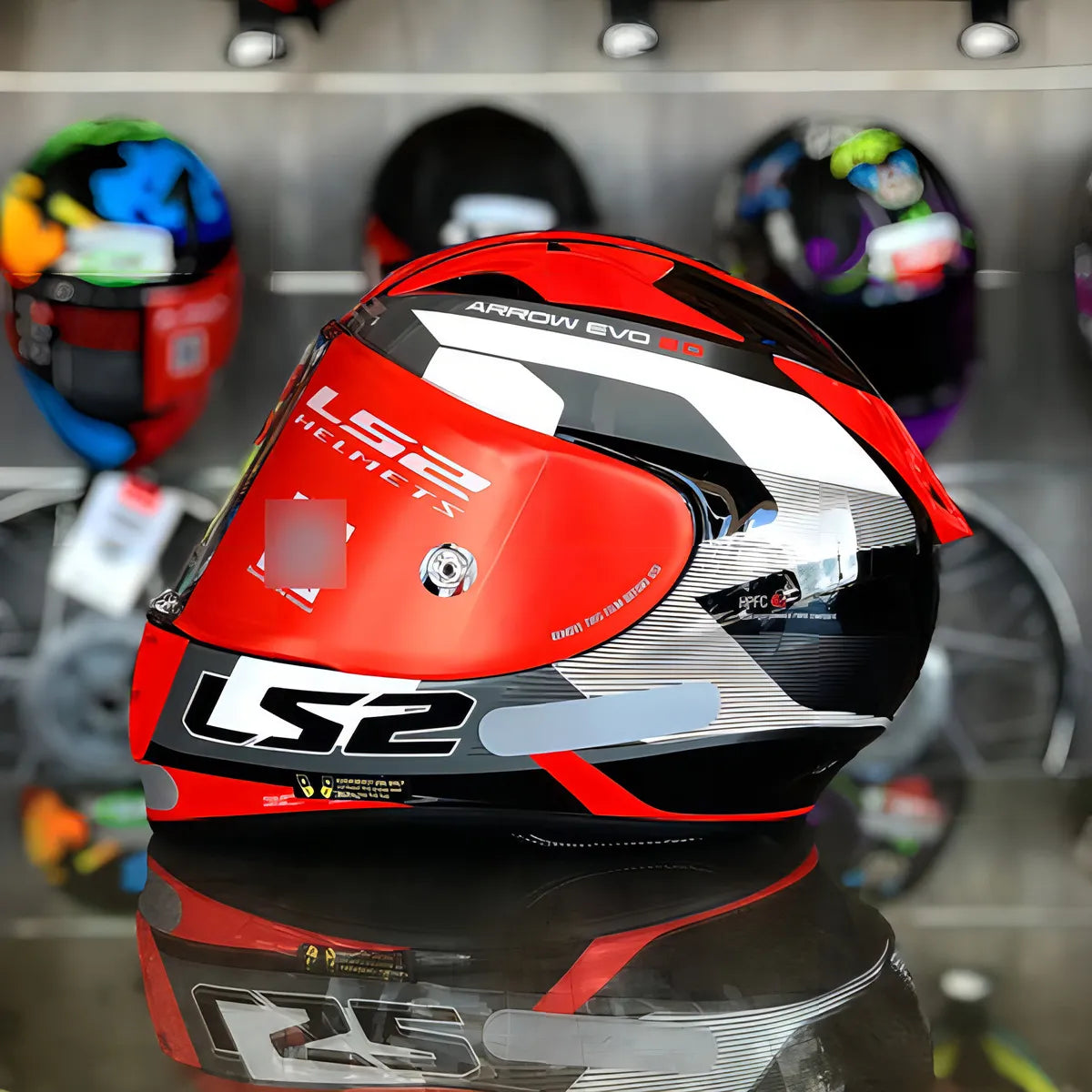 Capacete Ls2 Ff323 Arrow R Compete Titanium/Branco/Vermelho/Preto