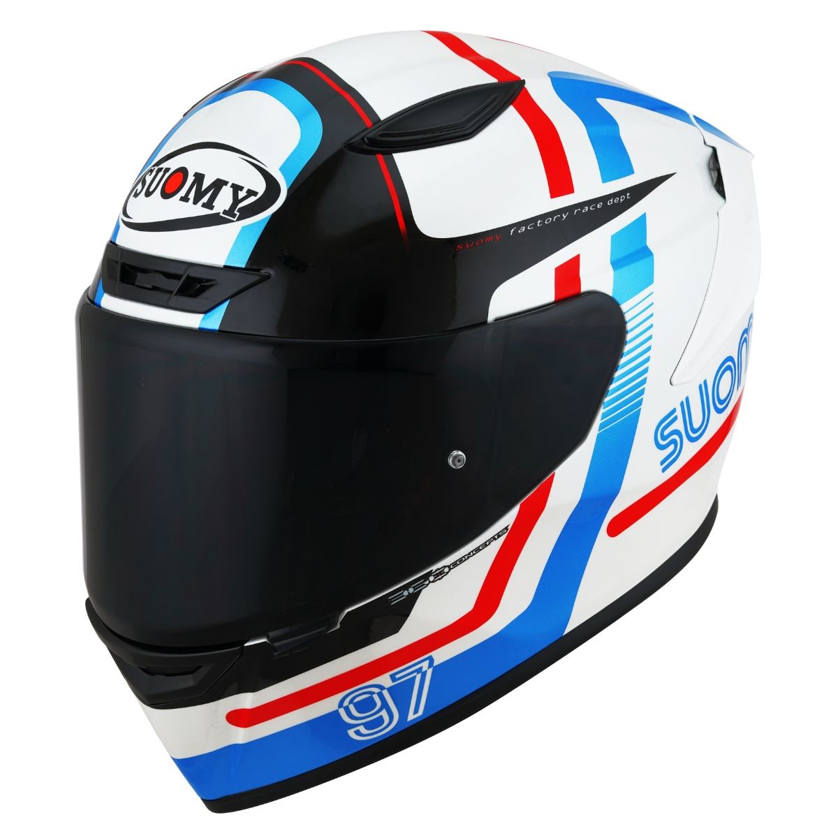 Capacete Suomy Track-1 Ninety Seven Branco e Vermelho