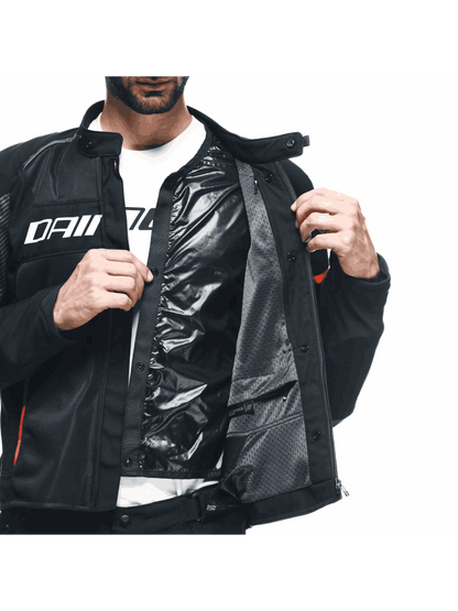 Jaqueta Dainese Air Frame 3 Preta Preta e Vermelho Fluo