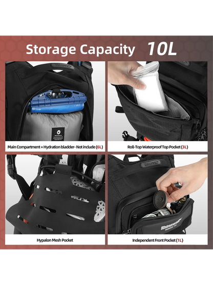 Mochila De Ciclismo Rhinowalk Adventure 10 Litros Armação Protetora ESA (MCY2602OE)