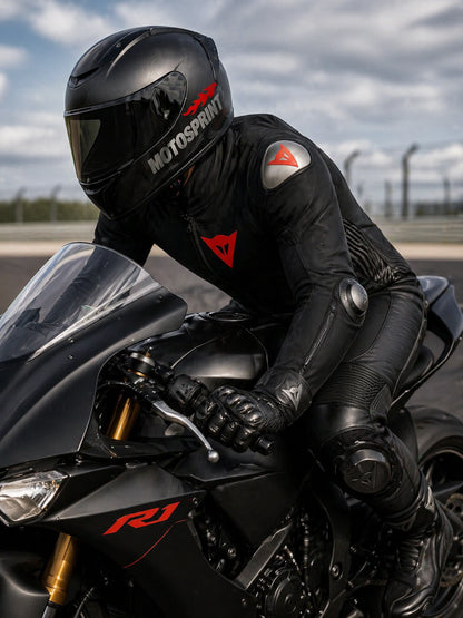 Macacao Dainese Adria 1Pc Preto e Vermelho Fluo