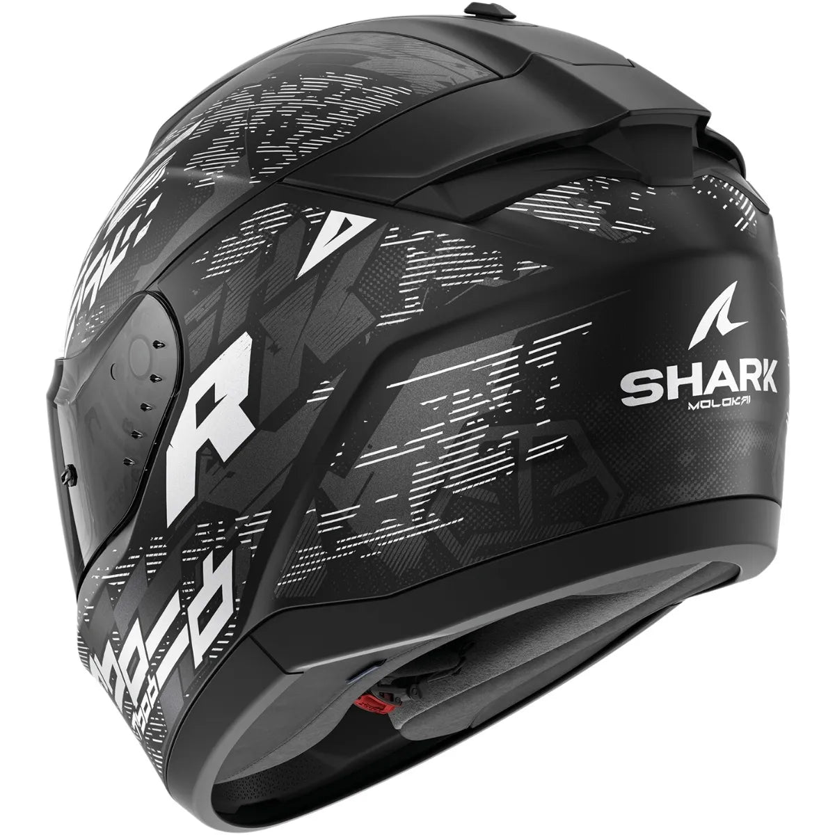 Capacete Shark Ridill 2 Molokai Preto Cinza e Branco Fosco (KWS)