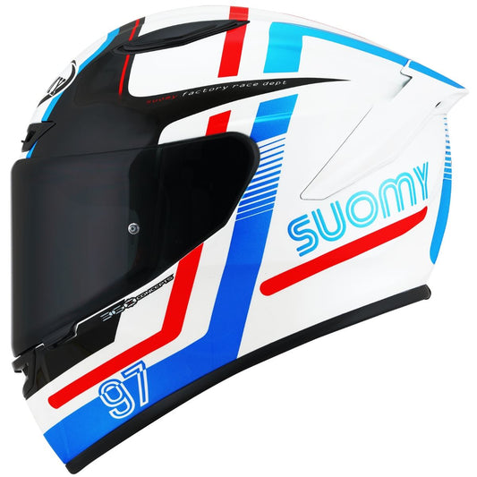 Capacete Suomy Track-1 Ninety Seven Branco e Vermelho