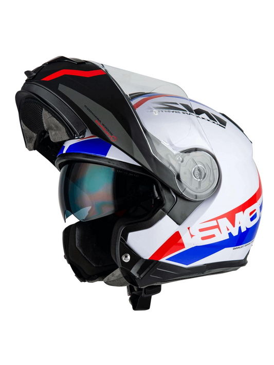 Capacete Nzi Combi 2 Shock Branco/Vermelho/Azul