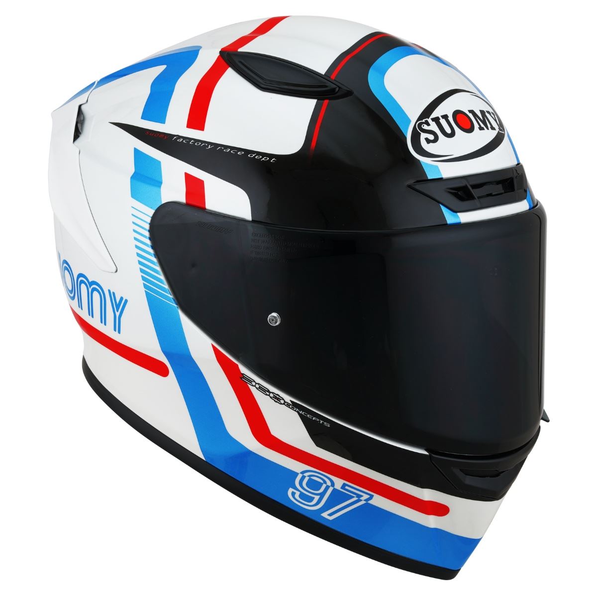 Capacete Suomy Track-1 Ninety Seven Branco e Vermelho