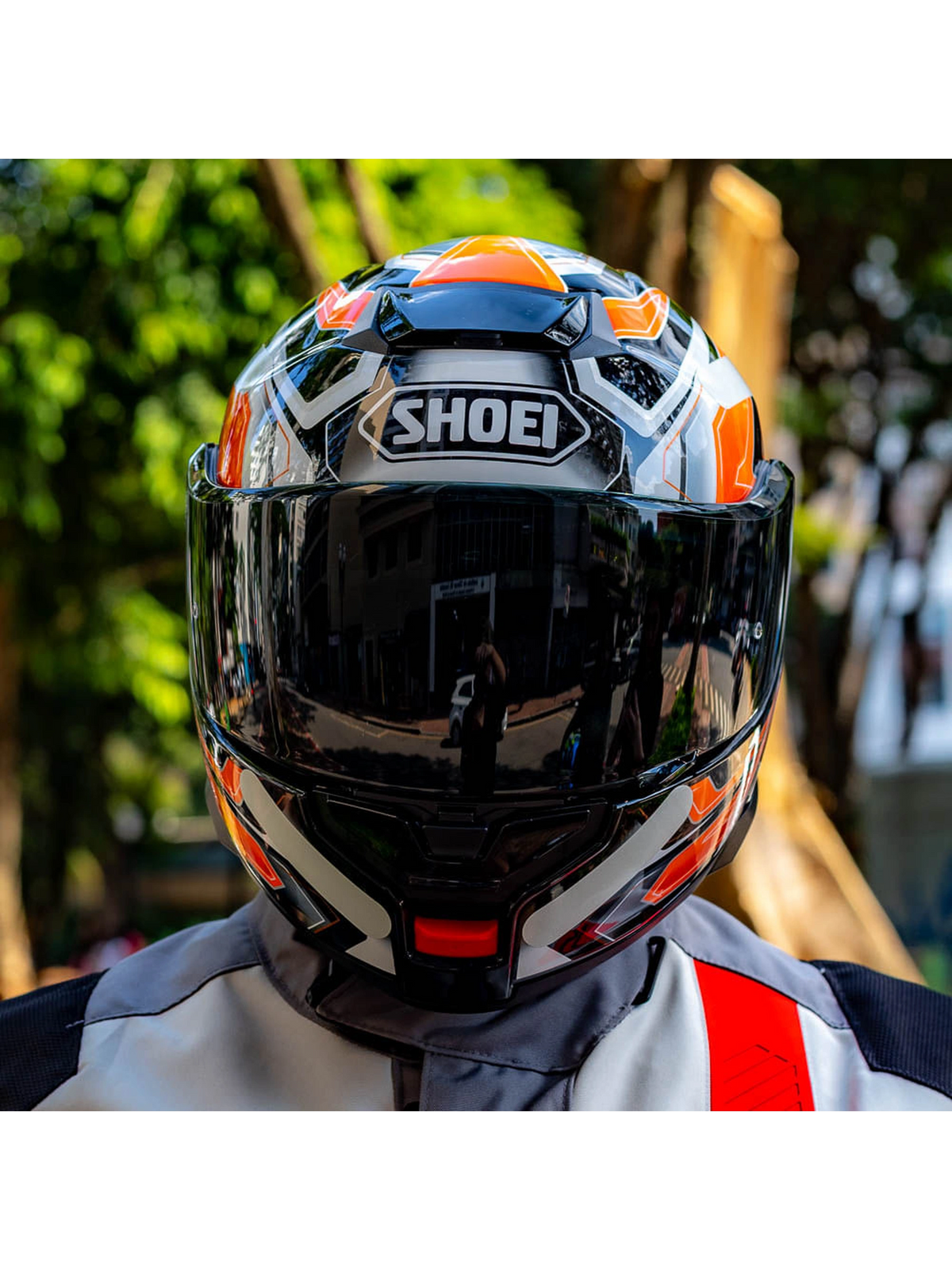 Capacete Shoei Neotec 3 Anthem TC-8 Preto/Cinza/Laranja