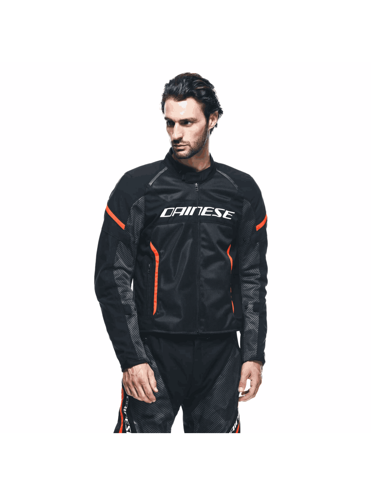 Jaqueta Dainese Air Frame 3 Preta Preta e Vermelho Fluo