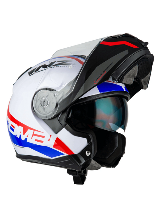 Capacete Nzi Combi 2 Shock Branco/Vermelho/Azul