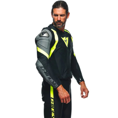 Macacao Dainese Div Avro 4 Preto Cinza e Amarelo fluo
