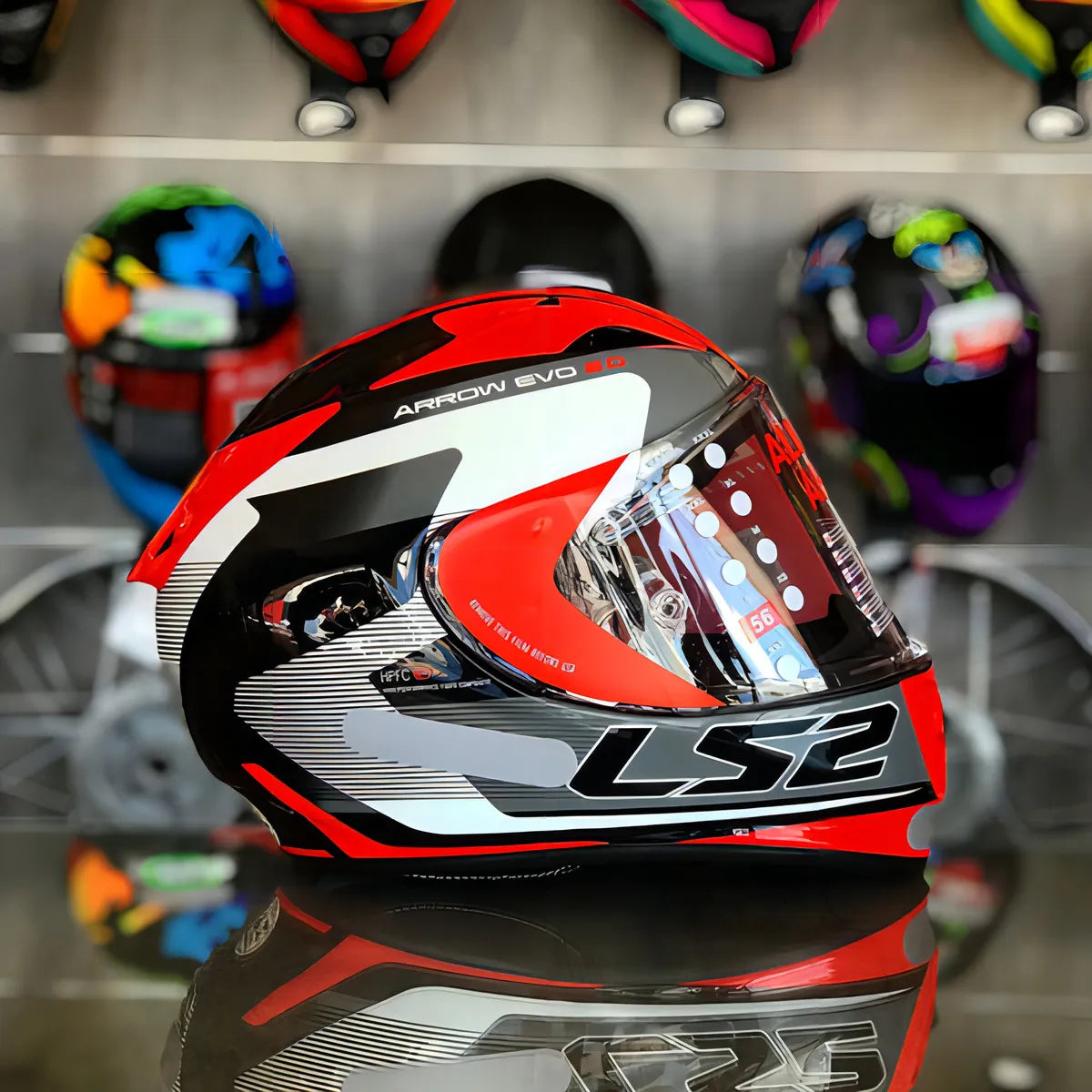 Capacete Ls2 Ff323 Arrow R Compete Titanium/Branco/Vermelho/Preto