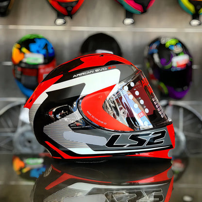 Capacete Ls2 Ff323 Arrow R Compete Titanium/Branco/Vermelho/Preto