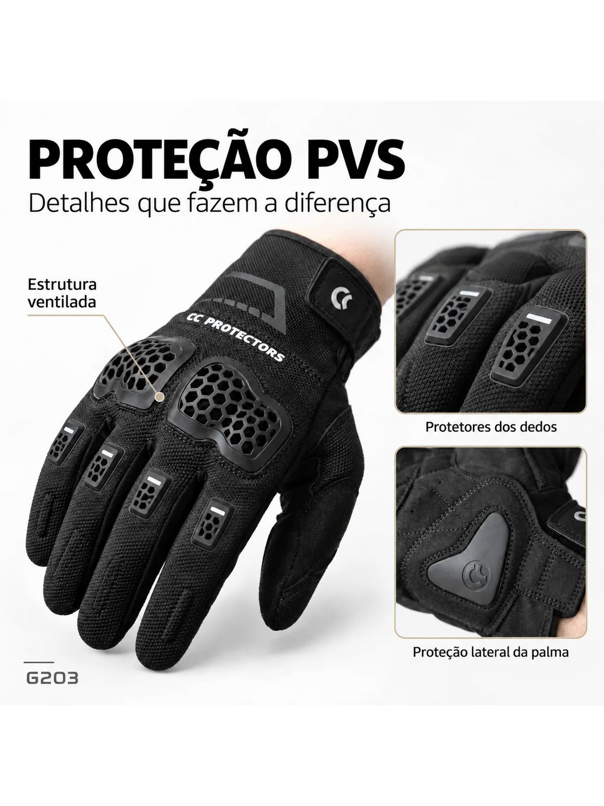 Luva Cc Protectors Preta (G203-B/W)