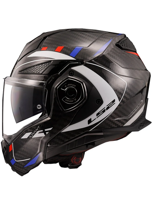 Capacete Ls2 Advant X Ff901 Carbon Future Branco Azul e Vermelho