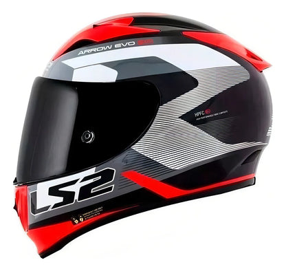 Capacete Ls2 Ff323 Arrow R Compete Titanium/Branco/Vermelho/Preto
