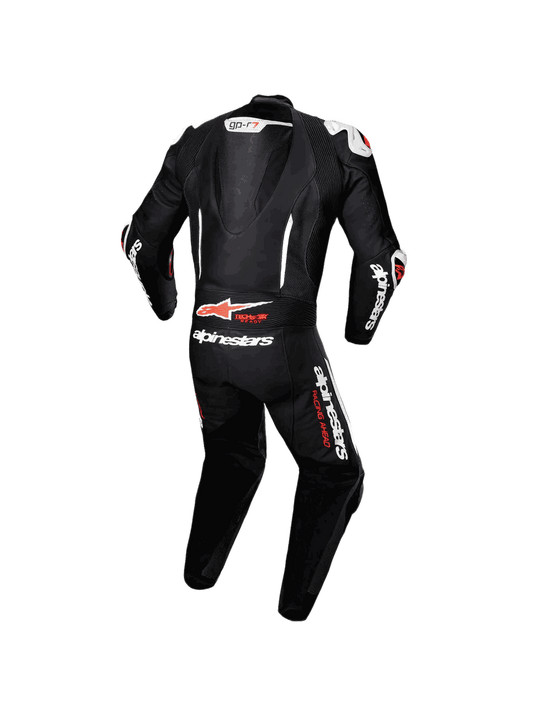 Macacao Alpinestars GP R7 1Pç Preto/Branco/Vermelho Fluo
