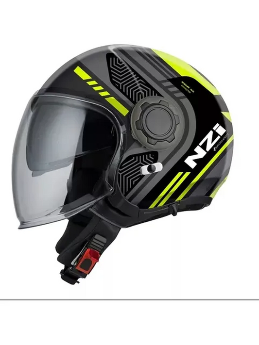 Capacete Nzi Ringway Duo Connected Cinza/Amarelo Fosco