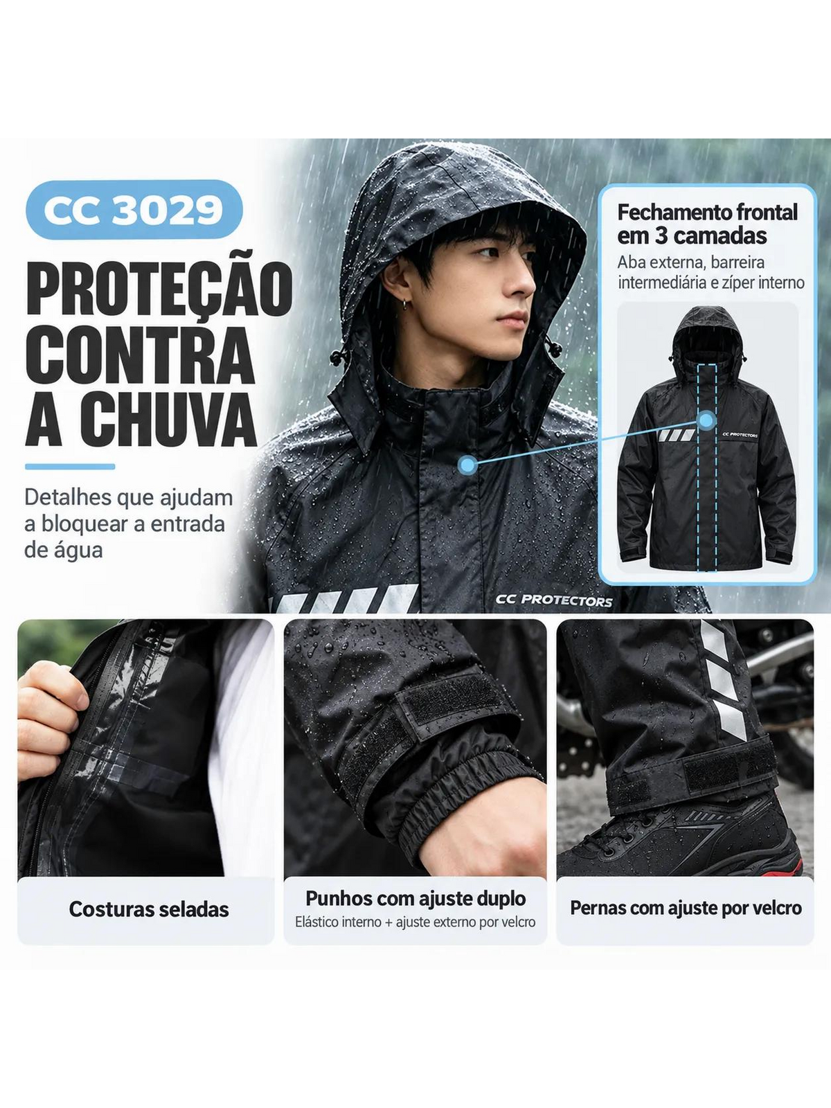Capa De Chuva Cc Protectors Preta (3029)