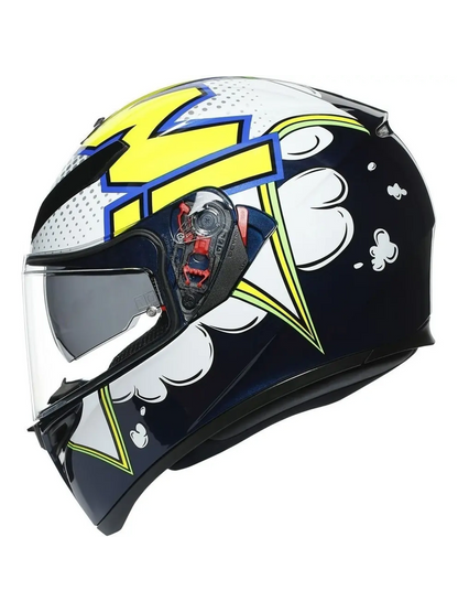 Capacete Agv K3 Sv Bubble Azul/Branco/Amarelo