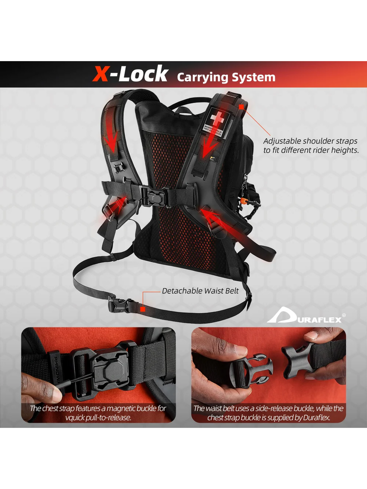 Mochila De Ciclismo Rhinowalk Adventure 10 Litros Armação Protetora ESA (MCY2602OE)
