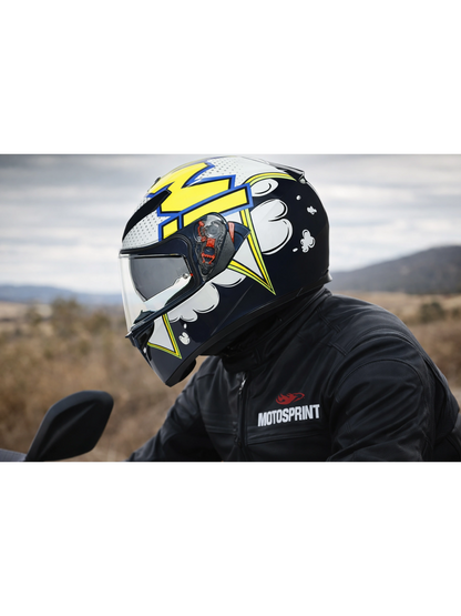 Capacete Agv K3 Sv Bubble Azul/Branco/Amarelo