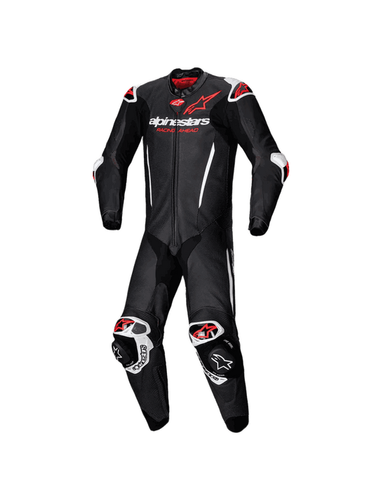 Macacao Alpinestars GP R7 1Pç Preto/Branco/Vermelho Fluo