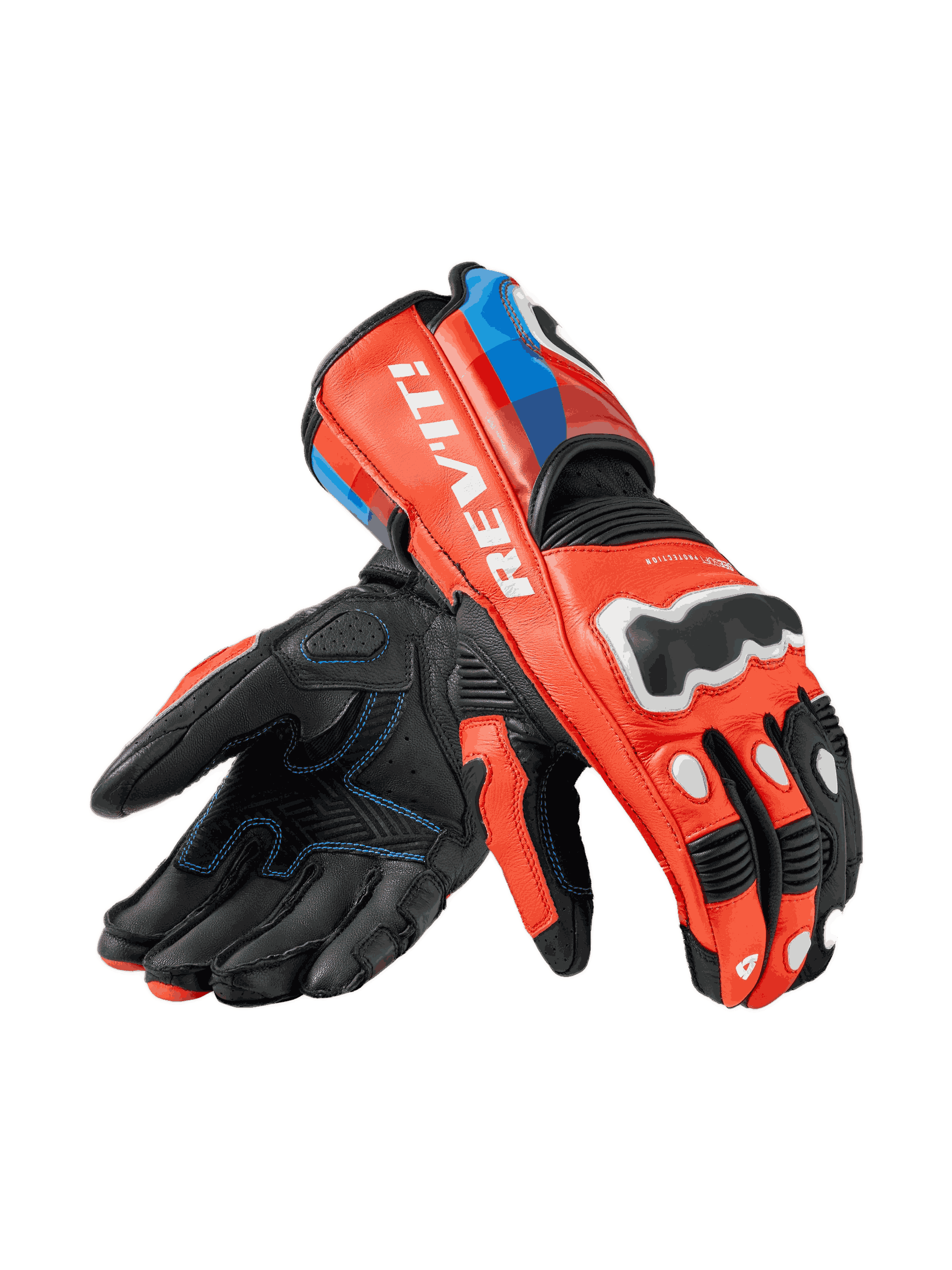 Luva Revit Quantum 3 Vermelho Neon/Azul