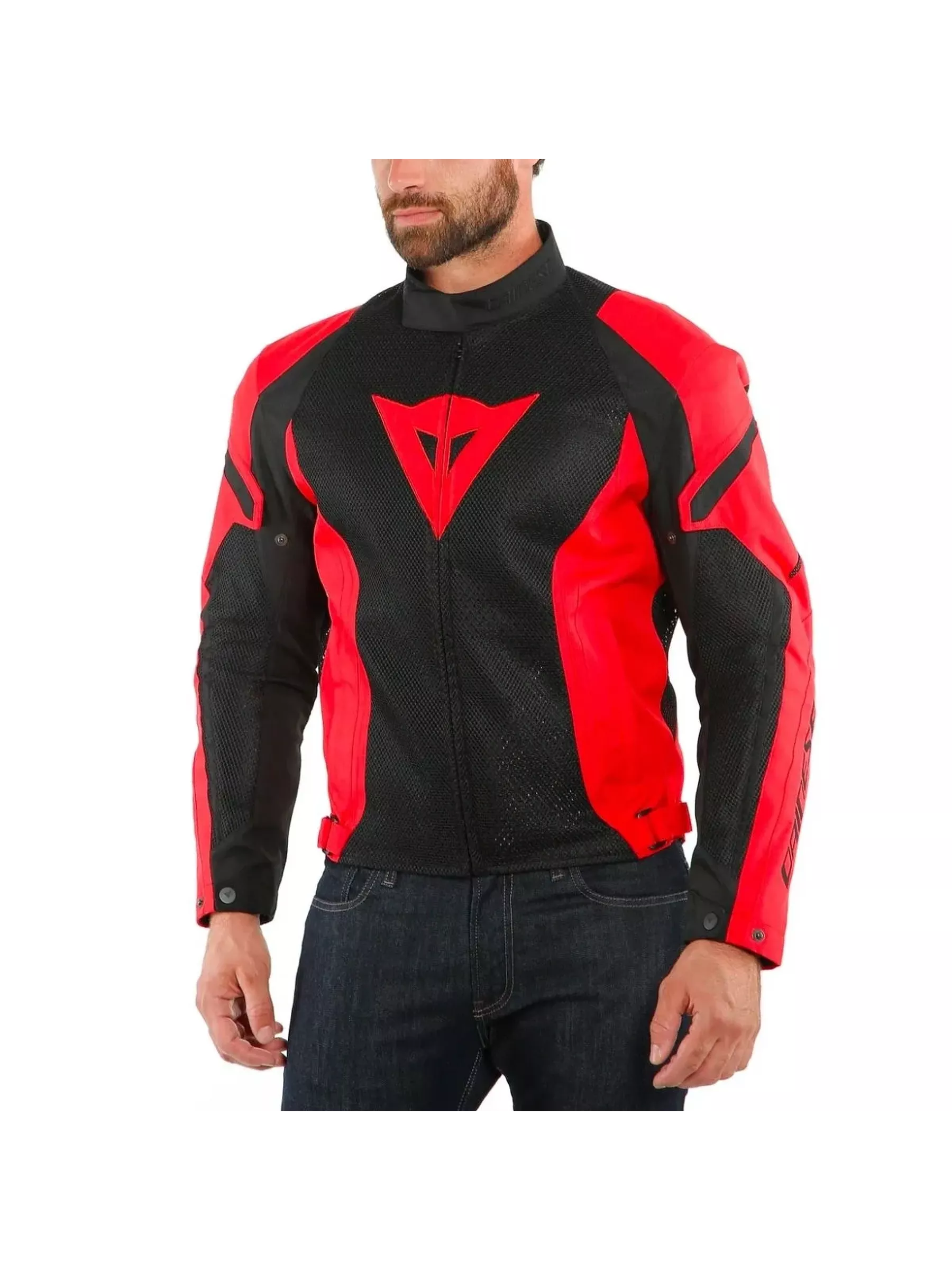 Jaqueta Dainese Air Crono 2 Tex Preto/Vermelho Lava