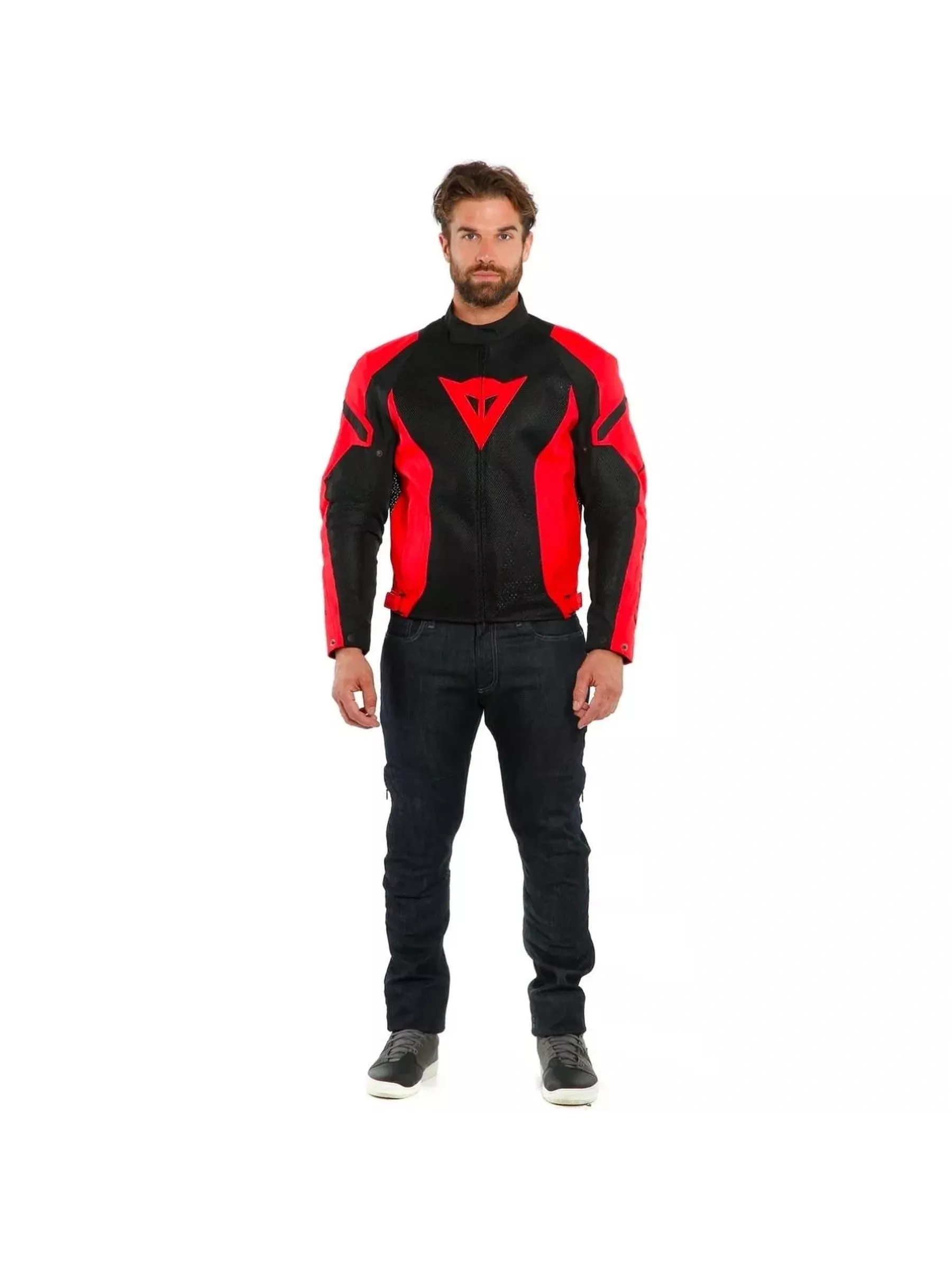 Jaqueta Dainese Air Crono 2 Tex Preto/Vermelho Lava